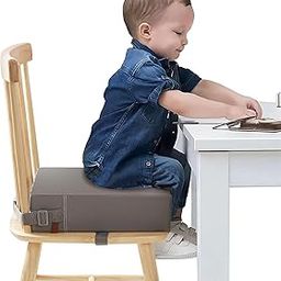 Toddler Booster Seat for Dining Table,Non-Slip Bottom Booster Seat for Table, Child/Kids/Baby Booster Seat for Dining Table with 2 Adjustable Strap Buckle,Portable Travel Booster Seat for Chair(Grey)-image-4
