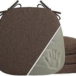 Screw & Art Chair Pads with Ties | Seat Cushions with Ties | Large Chairpad for Sitting | Pooja Stool | Dining Table | Indoor & Outdoor Set of 4 (Brown)-8