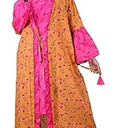 Women Exclusive Pure Cotton Two pcs Night Gown Set Sleeveless Inner with Full Sleeves Robe/Housecoat-image-96