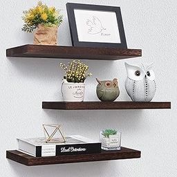 Insight Arts Wall-mounted wooden display shelves with sturdy wooden shelves for storage in bathrooms, bedrooms, living rooms, hallways, dining rooms, kitchens, and garages-Brown-image-13