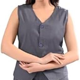 Cotton Solid Sleeveless V-Neck Jacket for Women and Girls-image-104