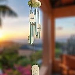 Synlark Good Luck Wooden Wind Chime with Positive Energy 4 Silver Pipes for Home & Office Decoration (34 Inches) (Good Luck)-image-48