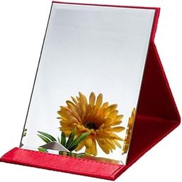 IAZO Makeup Mirror, Folding Tabletop Mirror with Super HD Glass & PU Leather, Portable Desktop Mirror with Adjustable Stand for Home & Office Desk, Vanity Table, Travel (Red Pack of 1)-image-79