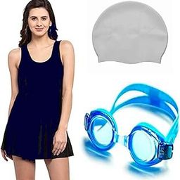 Swimsuit Costume Swim Dress Swim Cap Googles for Women and Girls-image-89