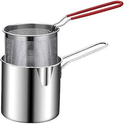 Deep Frying Pot with Strainer Basket,1200ml Stainless Steel Pan with Handle, Oil Basket French Fries Basket, Fry Pan, Deep Fryer, Food Strainer Colander, Potato Chips Rack, Chicken Fryer-picture-3