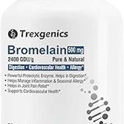 Trexgenics BROMELAIN 500 mg 2400 GDU/gm Natural Digestion, Joint Health Support VEGAN & NON-GMO (60 Veg. Capsules) (Pack of 1)-image-33