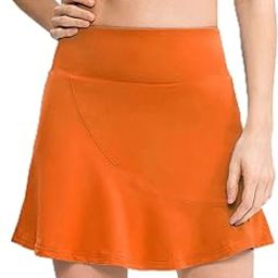 Decdeal 2 in 1 Women Sport Skirt with Shorts Pockets Quick Dry Ruffled High Waist Athletic Skorts for Golf Tennis Workout-image-76
