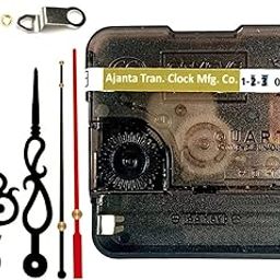 YONOTA® Ajanja Mfg. Quartz Machine for Big Size Wall Clock,Battery Operated,Clock Movement Machine with Needles and Hook 12 MM (100% Made in India) (Black,Red 2)-26