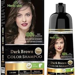 Herbishh Hair Color Shampoo Dark Brown (500ml) with 1 Pair of Gloves | Hair & Beard Dye for Men & Women | 3-in-1 Permanent Dye with 100% Grey Coverage Upto 3 Weeks | Long Lasting Salon Like Hair-8