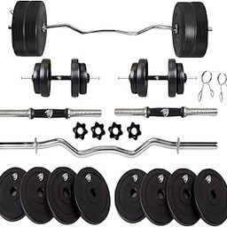 Bullar Home Gym Set, 8kg to 20kg PVC Weight Plates, 3 ft curl ez Rod, Pair of Dumbbells Rod, Gym Equipment for Men (16kg Combo)-picture-15