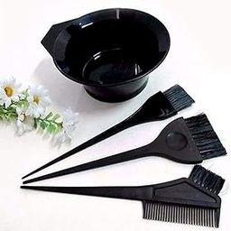 Plethora Hair Color Bowl with Brush/ Hair Comb, Dye Brush and Mixing Bowl (Black) (Hair dye Bowl and 3 Brush)-image-60