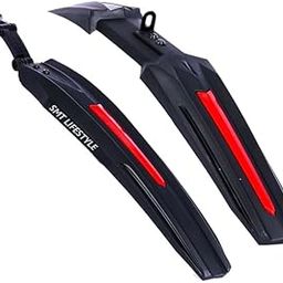 SMT LIFENSTYLE Mudguard for Cycle, Black Front & Rear Bicycle Mudguard Set for 26.5 and 27 Wheels, Durable, Lightweight, Protects Against Mud and Water Splashes (Red Accent)-image-39