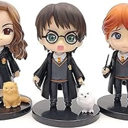 Tinion|| Harry Potter 3pc Set with pet Action Figure Special Edition Action Figure for Car Dashboard, Decoration, Cake, Office Desk & Study Table (Pack of 3) (Height-8 cm)-1