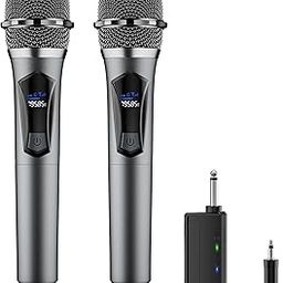 Wireless Microphone,Professional Dual Handheld Cordless Dynamic Mic System with Rechargeable Receiver,Karaoke Microphone Set for Singing, Karaoke, Wedding, DJ, Party, Speech,Church,Class Use,PA System-image-60