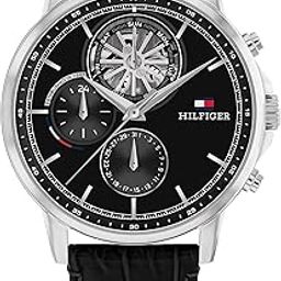 tommy hilfiger Multifunction Black Dial Leather Strap Watch for Men-picture-24