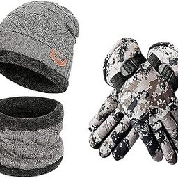 Winter Woolen Cap, Neck Warmer Scarf with Military Color Gloves Set-image-38