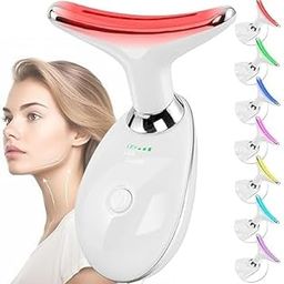 Neck Face Massager, 7 Color Face Neck Massager for Skin Care Routine at Home, Facial Massager with Non-slip Design, White (white)-image-68