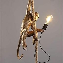 Decor chronicle Gold Monkey Hanging Lamp | Warm White LED Pendant Light | Ceiling Hanging Lights for Living Room, Bedroom, Hall | Modern Metal Acrylic Lamp | Height Adjustable | Indoor Use-image-67