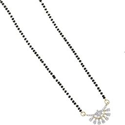 Stylish Mangalsutra for Women | Gold Plated with American Diamond | Short 18 Inch Black Beads Chain-image-19