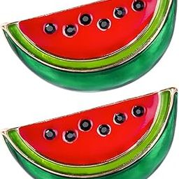 Watermelon Enamel Pin: 2Pcs Cute Enamel Pins - Fruit Shaped Cartoon Brooch Pin for Summer Gifts Birthday Lapel Collar Accessories Bags, 3.50X1.80X1.00CM, Metal, no gemstone-image-20