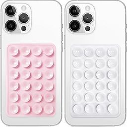 2 Pack Silicone Case Suction Phone Case Mount, Non Slip Sticky Phone Grip for Cellphone, Silicon Adhesive Suction Cup Phone Mount, Strong Grip Holder for Selfies and Videos (LightPink&White)-picture-8