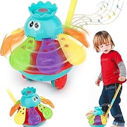 Zest 4 Toyz Pushing Toys for Kids Cord-Powered Push and Pull Along Octopus with Sound Walking Free Wheel Early Age Development Toys for Baby Boys and Girls Multicolor (Pack of 1)-picture-16