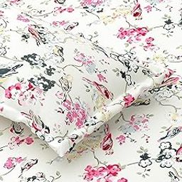 COZYKO Belleforé 100% Pure Cotton Super King Bedsheet | 240 TC Ultra Soft | Handcrafted | Breathable & Luxurious Floral Print Bedsheet with 2 Pillow Covers. (Pink Bloom, Super King 9X9Ft)-image-1