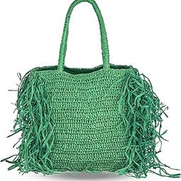 BAGUZZI Raffia Tote Bag with Vegan Leather Strap, Lined Interior, and Inner Pocket – Ideal Gift for Women | Perfect for Shopping, Beach, & Tote Use | Raffia Palm Leaf Fiber Jute Shopping Tote Bag-image-17