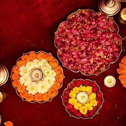 TIED RIBBONS Pack of 3 Urli Bowl (Golden, Multi Size) - Home Decoration Items for Living Room Pooja Room Uruli Bowls Aesthetic Decorative Items for Home Décor - House Warming Gifts-image-33