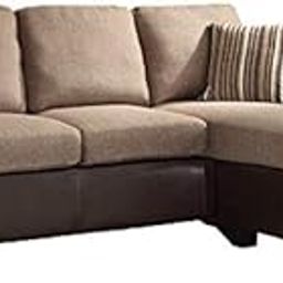 ES ESPINHO Ava Solid Sal Wood Fabric & Leatherette Upholstered 3 Seater Right Hand Side Facing Modular, Sectional, Corner L Shape Sofa Set for Living Room, Brown Color-image-13