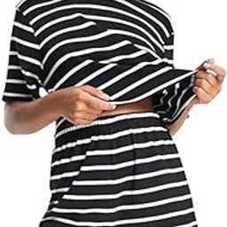 Women's Striped Short Night Suit Set | Soft Cotton Lounge Wear with Half Sleeves & Elastic Waist Shorts | Comfy Sleepwear for Summer & Homewear-image-8