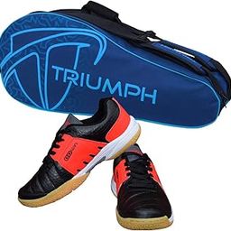 Gowin Badminton Shoe Power Black/Red Size-4 with Triumph Badminton Bag 303 Navy/Sky-image-18