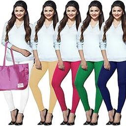 Women's Cotton Ankle Length Leggings (Multicolour, Free Size)- Pack of 5 Pieces-image-51