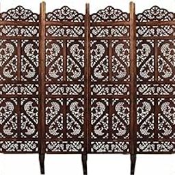 Wooden partition for Pooja Room/Separators for Living Room/Wall partition/Room partition/Wooden partition for Living Room/Divider for Kitchen, Hall. (S Design) (6 Panels with Stands)-image-36