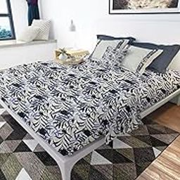 Dense Blue and Black Leaf Design Bedsheet | BedCoverThingy-image-65