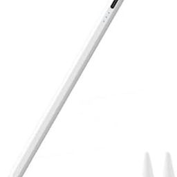 Digital Stylus Pen for Tablet Stylus Pencil for iPad Tablets with Angle Tilt Sensitivity, Palm Rejection, Attaches Magnetically, Battery LED Indicator, Type-C Charging White-10