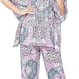 Women's Cotton Multicolor Printed Kaftan Co Ord Set with Pocket – Free Size Relaxed Fit Loungewear | Soft & Breathable Nightwear for Home & Sleep-picture-53
