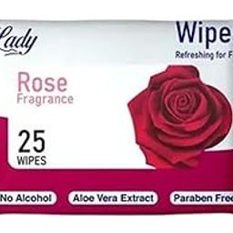 MADNIKA || Blu Lady Rose Fragrance Wipes (25Wipes) Refreshing for Face and Body, No Alcohol, Aloe Vera Extract, Paraben Free (Pack of 5, Rose)-51