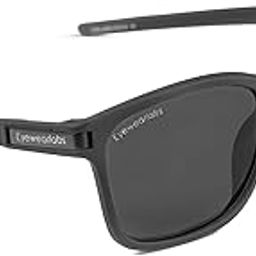 OKNO | Polarized Full Rim Square Branded Stylish Sunglasses For Men & Women | 100% UV Protection Shades | Cricket Sports Cycling Driving | Black Lens | Medium | Eclipse Black-18