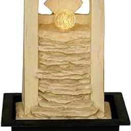 Polyresin Rock Finish Table Top Indoor Waterfall Fountain for Home Decor with Yellow LED, Speed Controller Pump & Crystal Ball-image-66