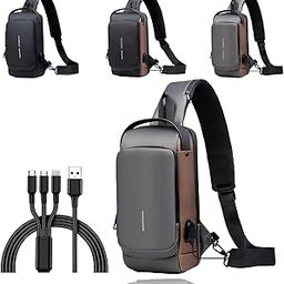 Anti Theft Sling Bag, USB Charge Sport Crossbody Anti-Theft Shoulder Backpack, Anti-Theft Sling Chest Bag-image-81