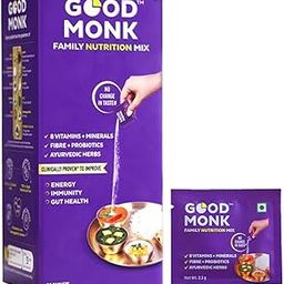Good Monk Multivitamin,Probiotic & Fibre Mix (Add To Food,No Taste Change) Improves Immunity,Gut Health,Energy. With Vitamin B12,C,D,Iron,Zinc,1.3Bn Probiotics|For Kids,Men & Women - 30 Sachets-31