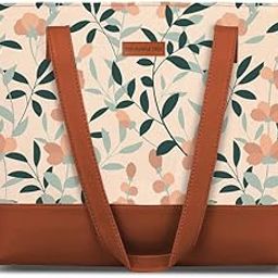 Handcrafted Women's Tote Bag with Vegan Leather Handles & Indian Prints, Shoulder Tote Bag and Handbag for Office and College (Pack of 1)-image-4