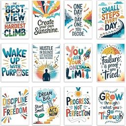 PAPER PAJAMA Motivational Wall Poster Set for Study Room Hostel Office | Positive Quotes for Students | Colorful Poster Prints (Set of 12, 9×12 Inches each)-image-22