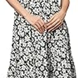 Floral Print Midi Dress, Square Neck, Puff Sleeves, Dark Green with White Flowers-image-11