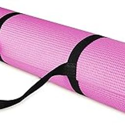 DFH 4mm Anti-Skid EVA+TPE Yoga Mat with Elastic Carry Strap for Home Gym & Outdoor Workout for Men & Women-Pink-image-124