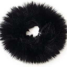 GIRLYZ ATTIRE Hair Black Scrunchies Rabbit faux Fur Fluffy Elastic Rubber Ponytail Holder Hair Bands Pompom Ball Scrunchies Hair for Girls, Kids and Women-image-9