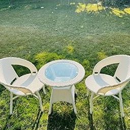TERRALUXE Designer Patio Chair Set for Garden|| Balcony|| Terrace|| Coffee|| Patio ||Wicker Seating Chair and Table Set Outdoor Furniture (D-12 White with 2 Chair 1 Table-image-80