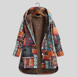 Women Vintage Loose Hooded Coat Floral Printed Fleeces Lining Buttoned Plus Size Winter Warm Parka Casual Long Coat Outwear-picture-31