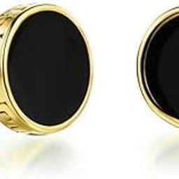Black | Gold Stainless Steel Earrings Stud For Men | Women (1 Pair)-image-6